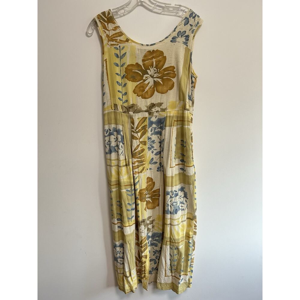 Jams World Vintage Empire waist Midi Dress Size S Yellow Hawaiian Floral - Picture 6 of 10